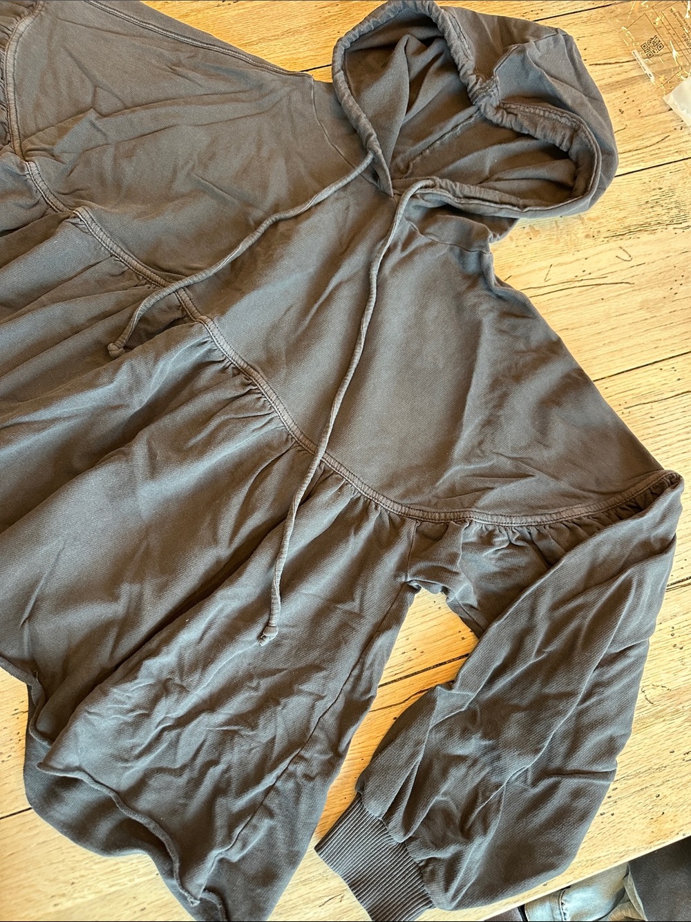 aerie Charcoal Hooded Peplum Sweatshirt - Picture 2 of 4